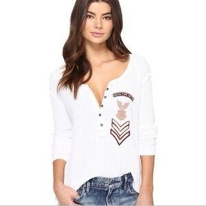 Free People Bridget White Thermal Shirt Waffle
Knit
